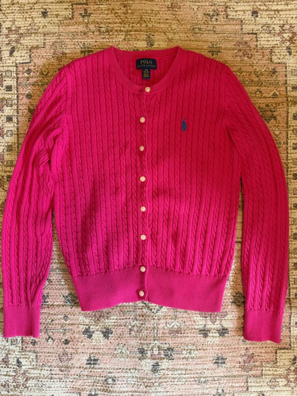 Polo by Ralph Lauren kids Hot Pink cable knit cardigan